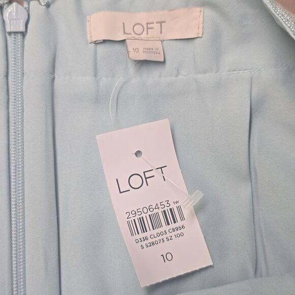 LOFT -1931 NWT Linen Sea Blue with Silver Metallic Threads Women's size 10 - Picture 2 of 8